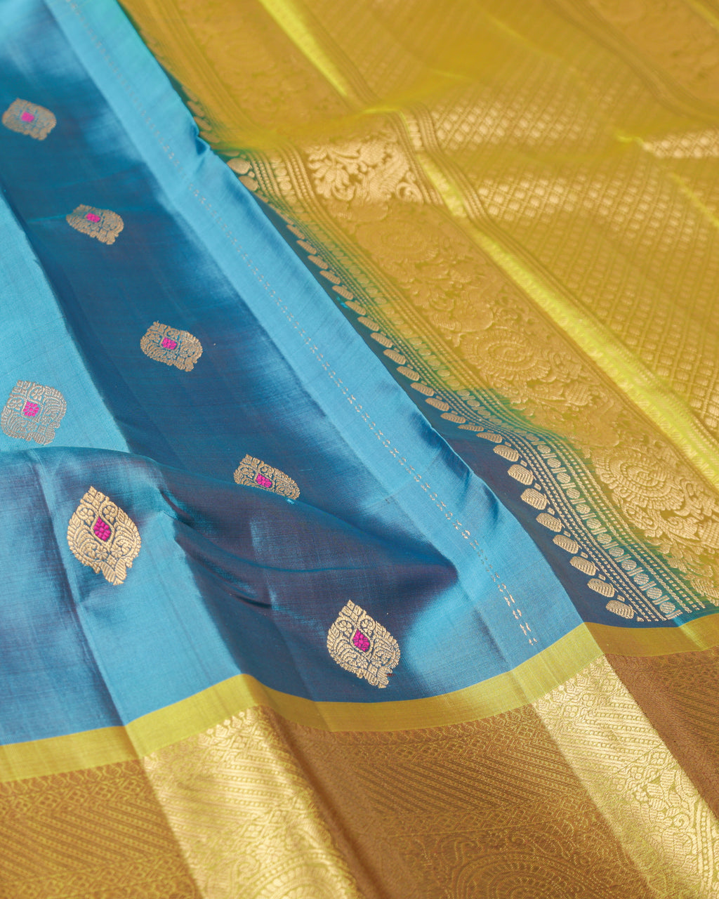 Rama blue Kanchipuram saree
