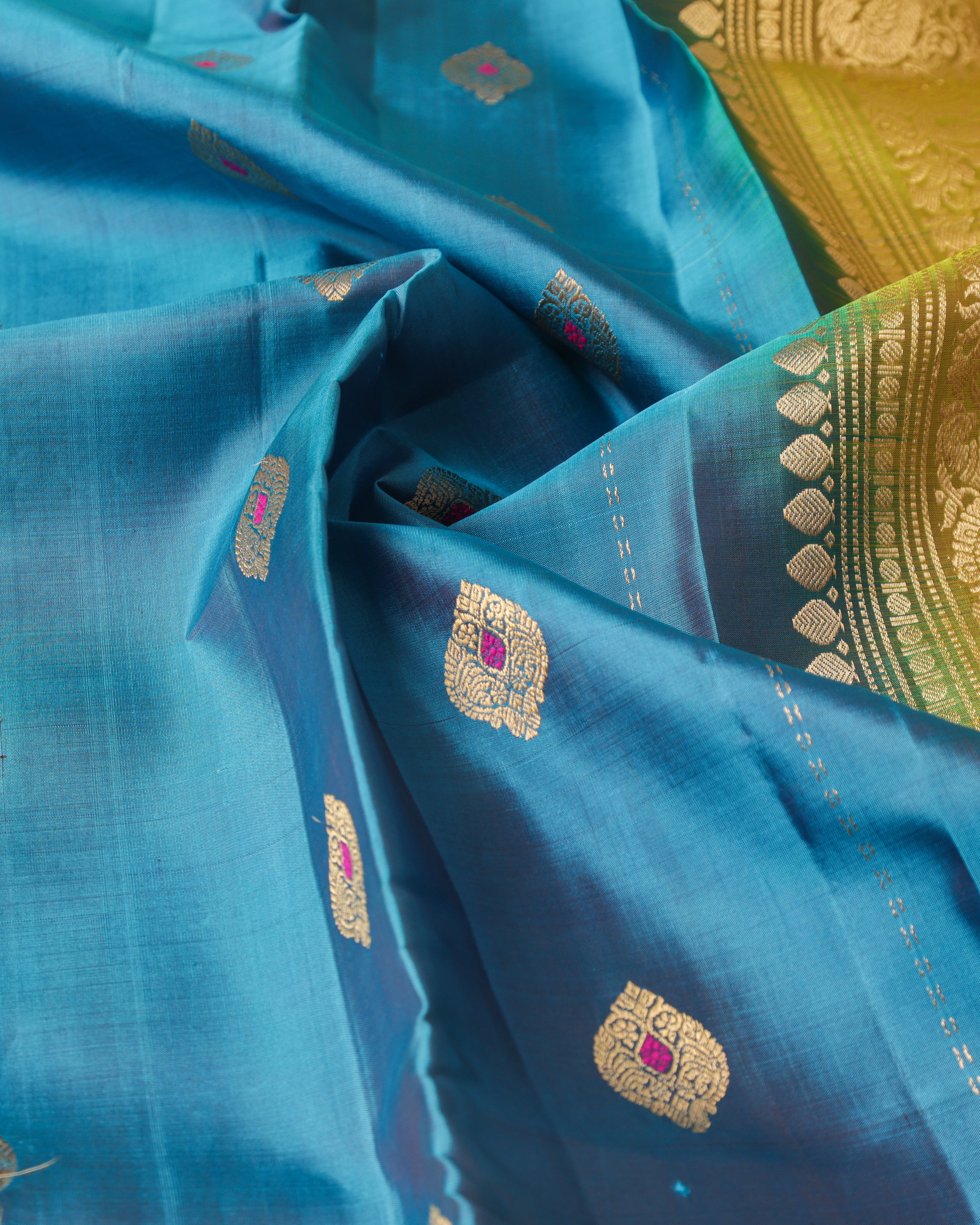 Rama blue Kanchipuram saree