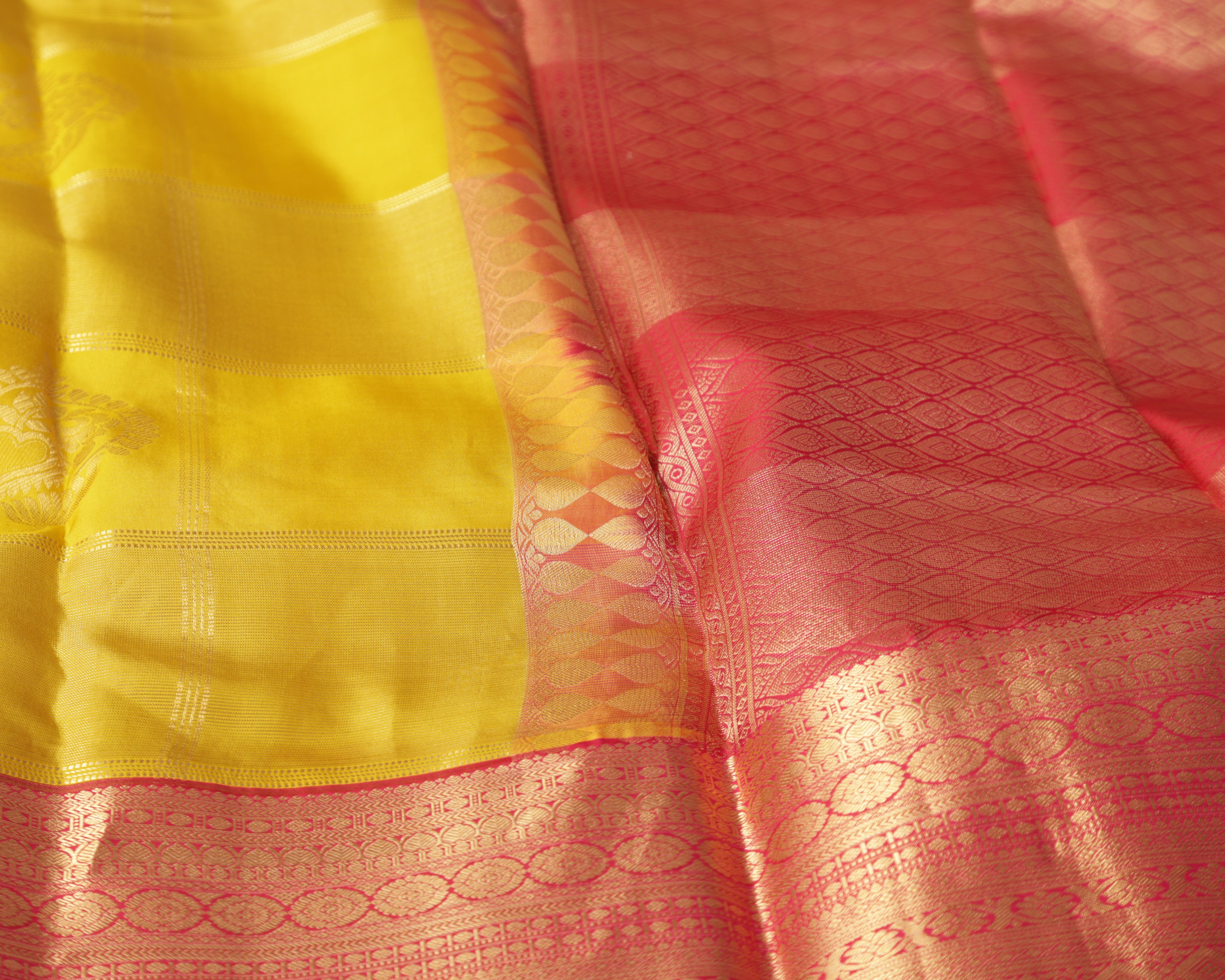 Classic yellow Kanchipuram saree