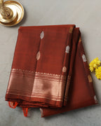 Brick Colour Kanchipuram Pure Silk Saree with Golden Zari