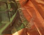 Kanchipuram Pure Silk Saree – Green & Orange with Gold Zari
