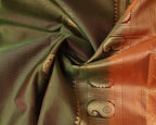 Kanchipuram Pure Silk Saree – Green & Orange with Gold Zari