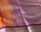 Kanchipuram Pure Silk Saree – Rust Orange & Purple with Silver Zari