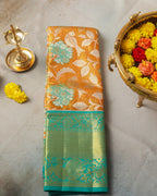 Kanchipuram Tissue Pure Silk Saree – Multicolour Tree Butta Bridal with Golden Zari