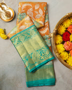 Kanchipuram Tissue Pure Silk Saree – Multicolour Tree Butta Bridal with Golden Zari