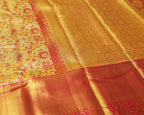 Kanchipuram Tissue Silk Bridal Saree – Meena Kari in Golden Cream & Rani Pink