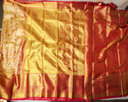 Kanchipuram Tissue Silk Bridal Saree – Meena Kari in Golden Cream & Rani Pink