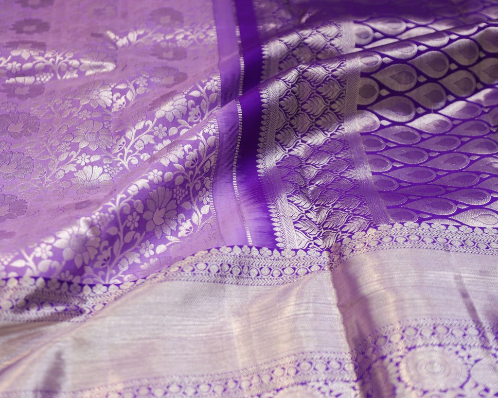 Kanchipuram Pure Silk Bridal Saree in Lavender & Purple