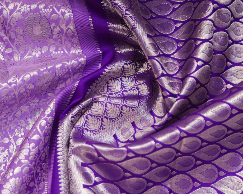 Kanchipuram Pure Silk Bridal Saree in Lavender & Purple