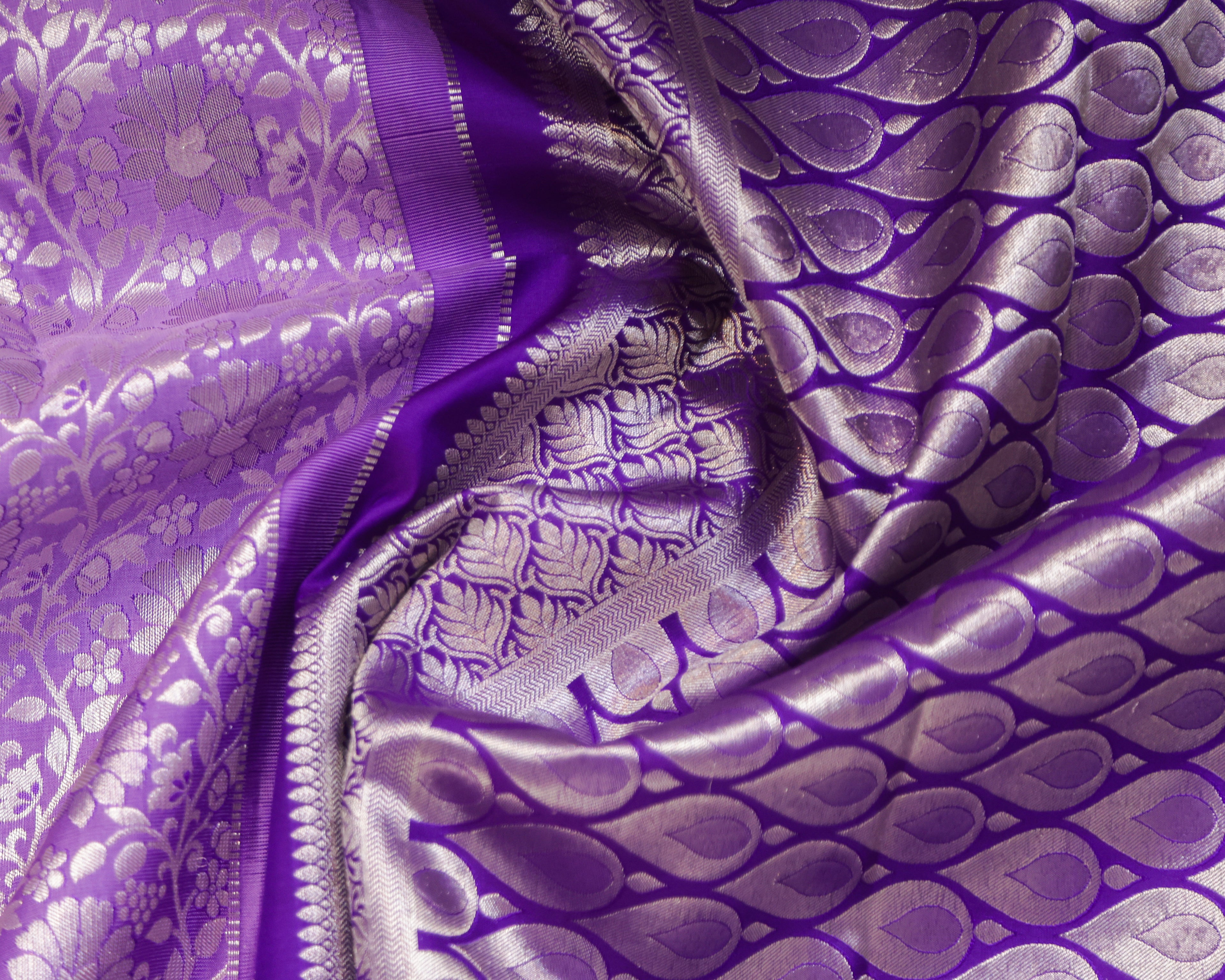 Kanchipuram Pure Silk Bridal Saree in Lavender & Purple