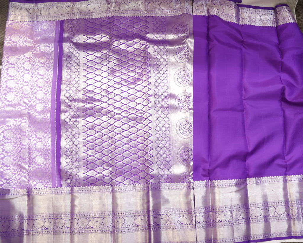 Kanchipuram Pure Silk Bridal Saree in Lavender & Purple