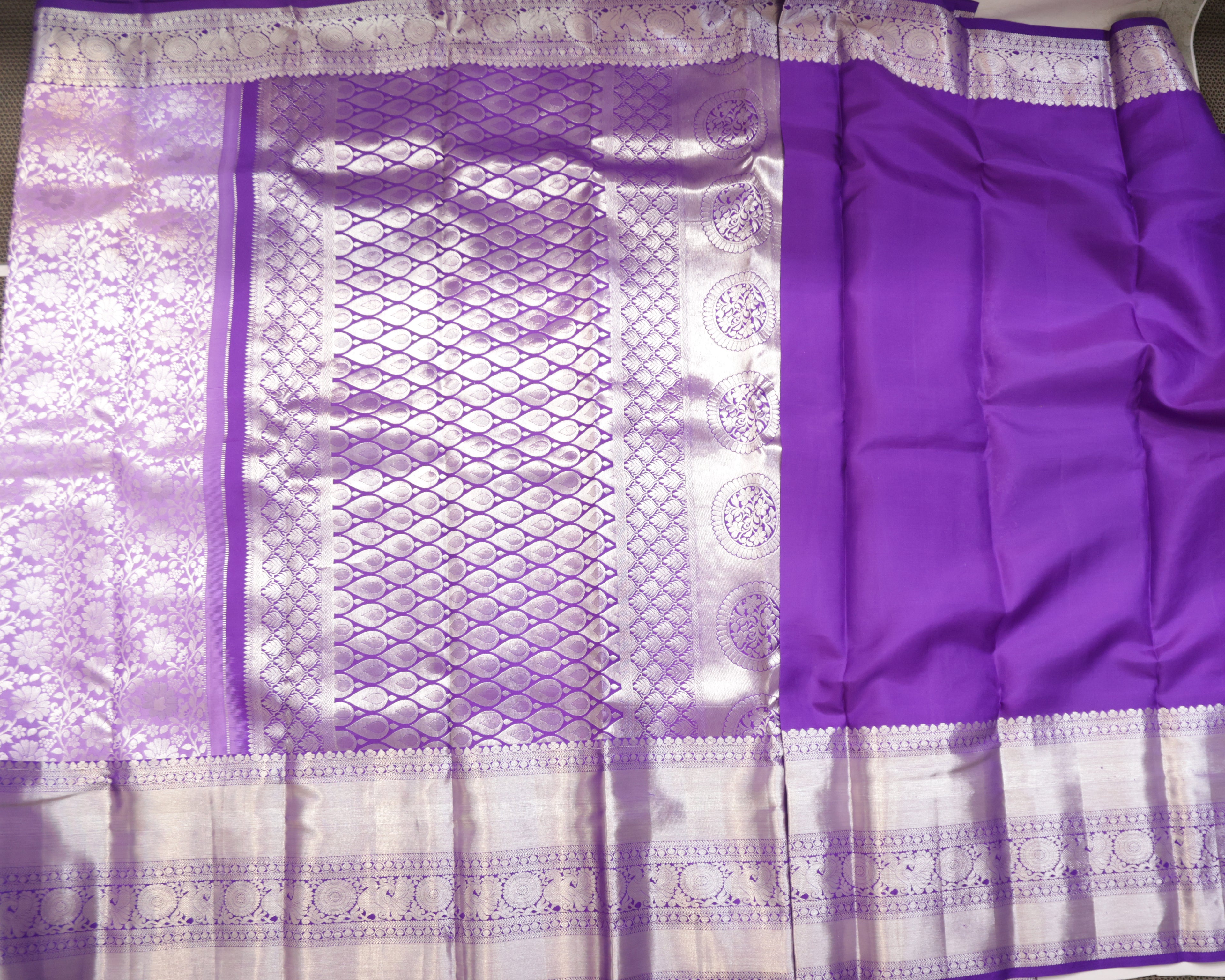 Kanchipuram Pure Silk Bridal Saree in Lavender & Purple