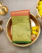 Pastel Orange & Green Kanchipuram Bridal Silk Saree