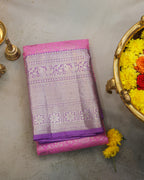 Baby Pink & Pastel Lavender Kanchipuram Bridal Silk Saree