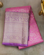 Baby Pink & Pastel Lavender Kanchipuram Bridal Silk Saree