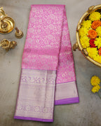 Baby Pink & Pastel Lavender Kanchipuram Bridal Silk Saree