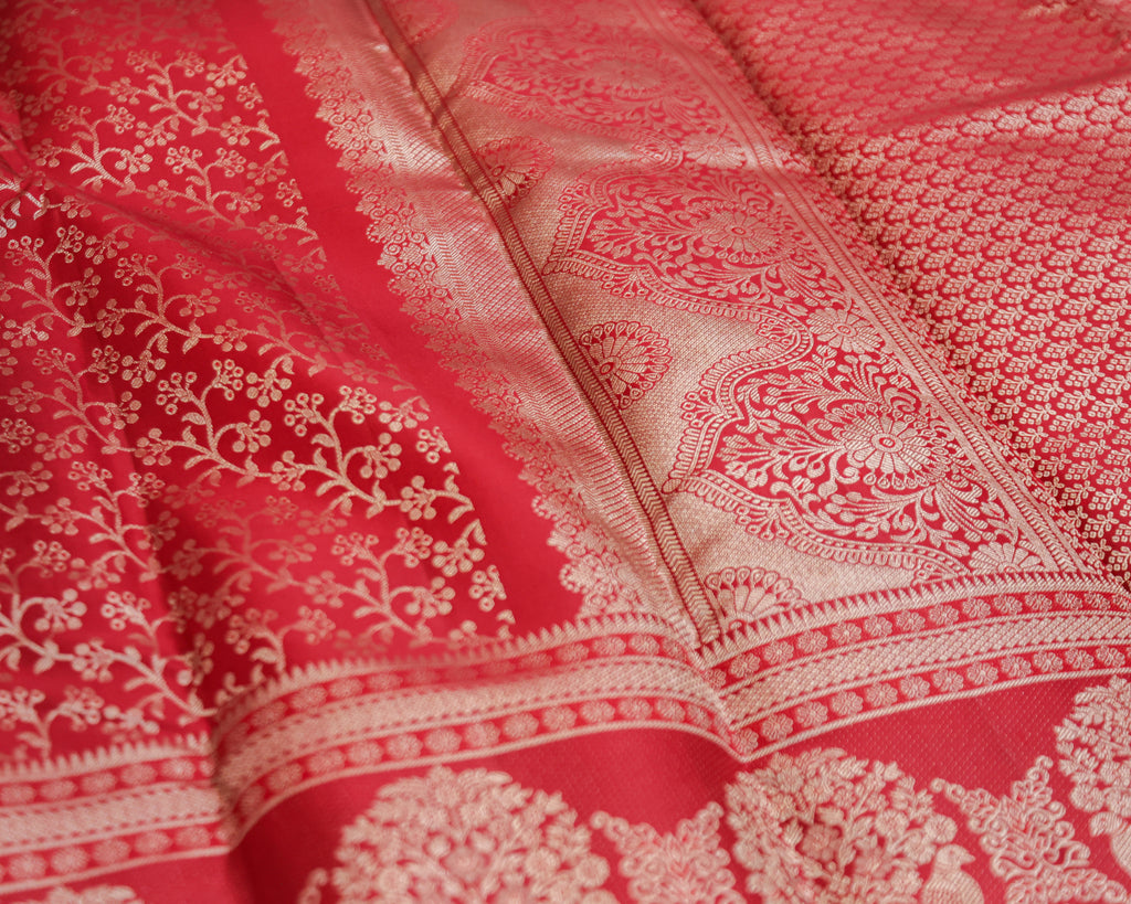 Classic Red Kanchipuram Bridal Pure Silk Saree with Silver Zari