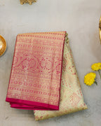 Kanchipuram Tissue Pure Silk Bridal Saree – Pista Green & Rani Pink