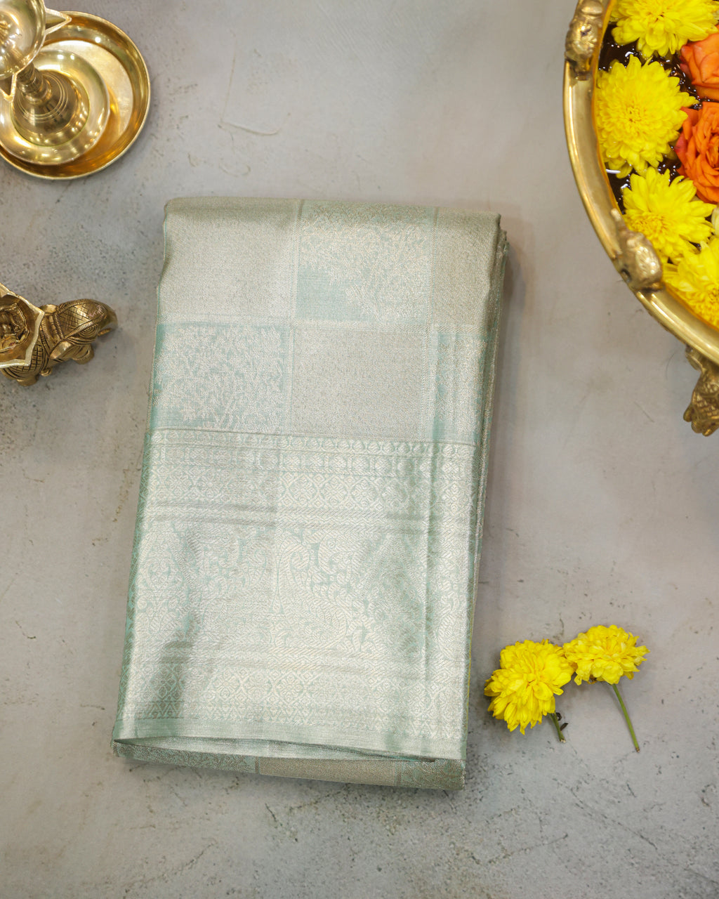 Kanchipuram Tissue Bridal Pure Silk Saree in Gold–Pink Dual Shade
