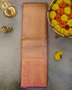 Kanchipuram Tissue Bridal Pure Silk Saree in Gold–Pink Dual Shade