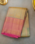 Kanchipuram Tissue Bridal Pure Silk Saree – Pastel Sea Green & Pink