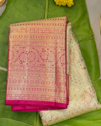 Kanchipuram Tissue Pure Silk Bridal Saree – Pista Green & Rani Pink