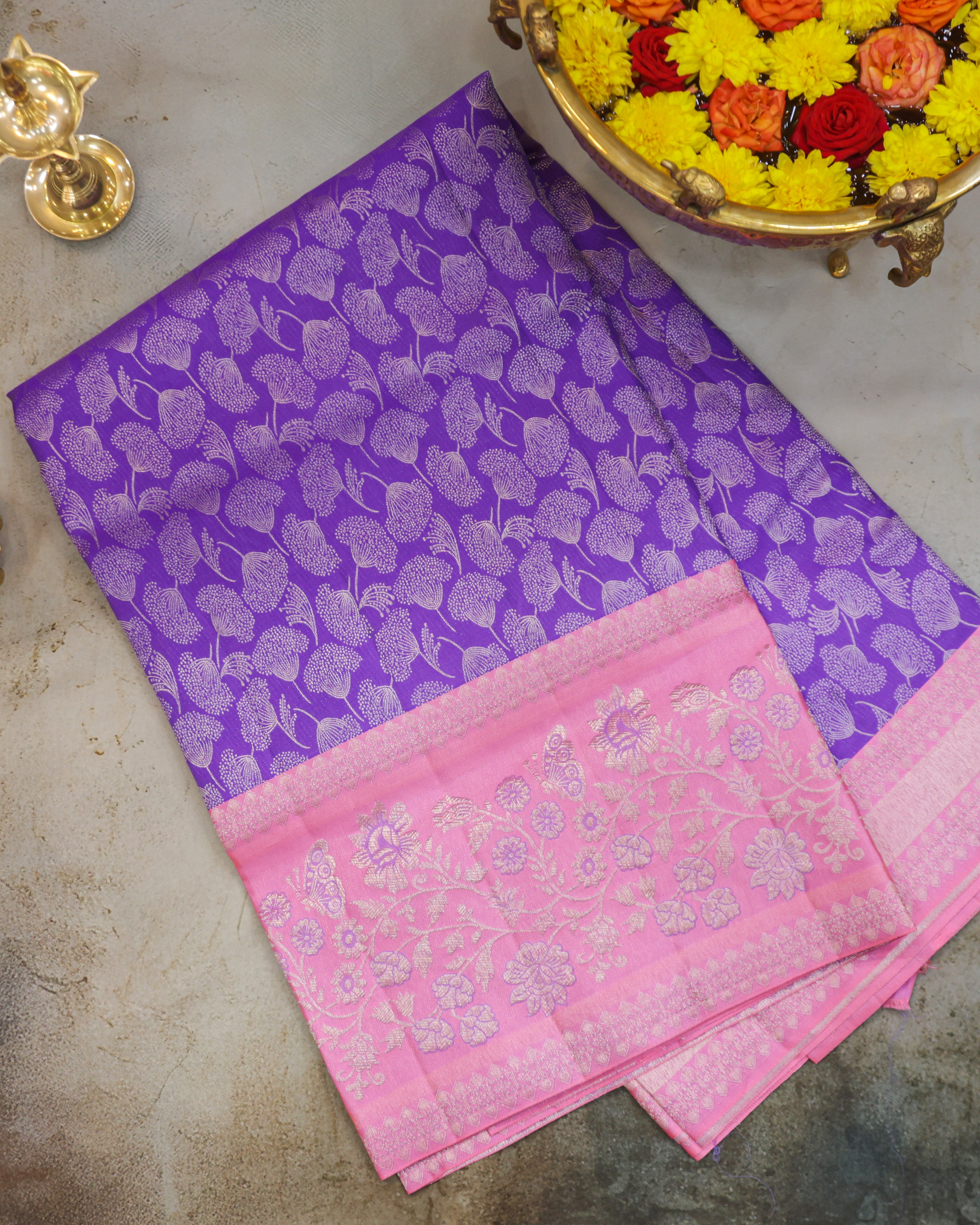 Kanchipuram Pure Silk Bridal Meena Kari Border Saree