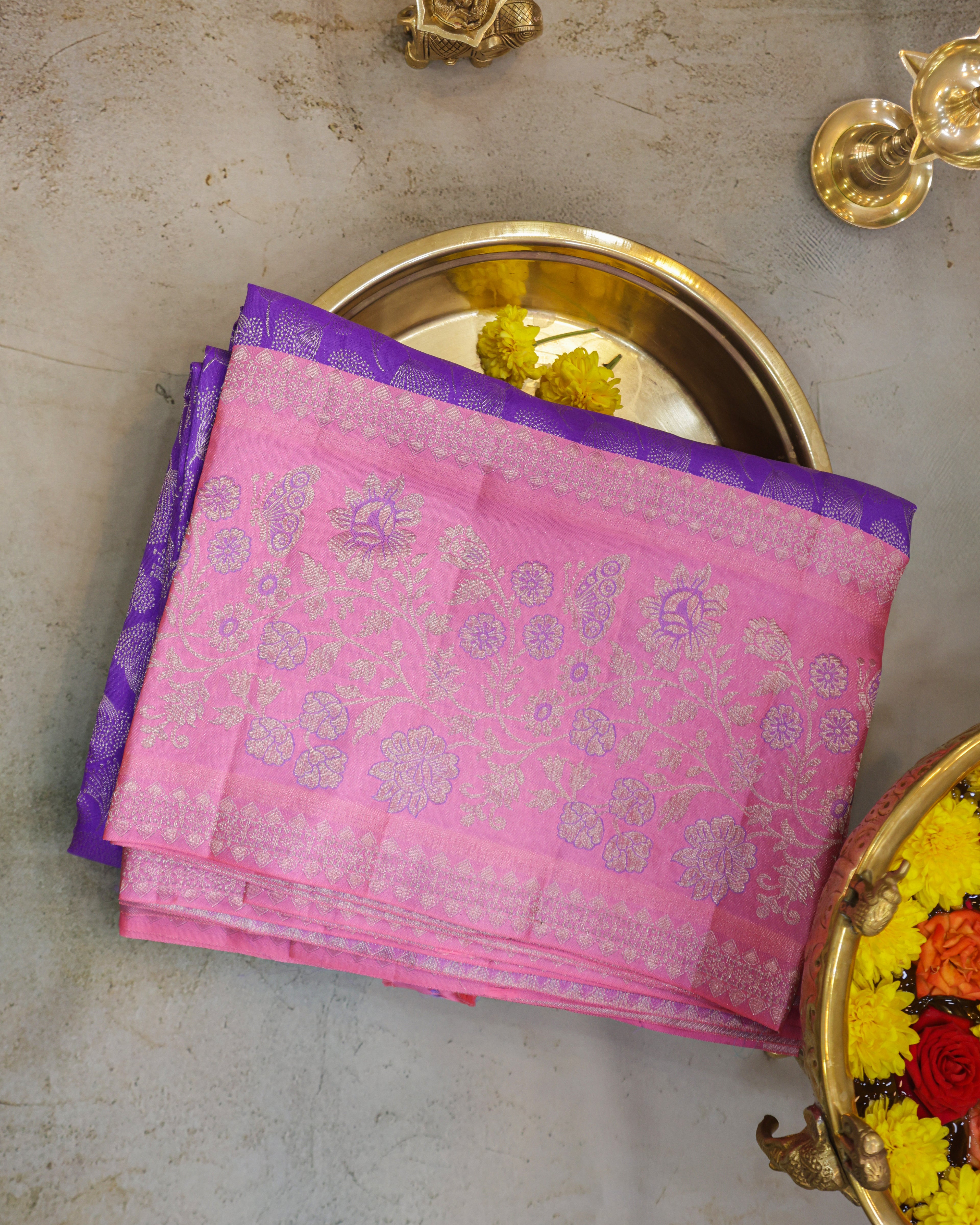 Kanchipuram Pure Silk Bridal Meena Kari Border Saree