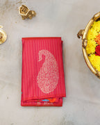 Kanchipuram Zari Lines Borderless Pure Silk Saree
