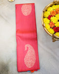 Kanchipuram Zari Lines Borderless Pure Silk Saree
