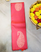 Kanchipuram Zari Lines Borderless Pure Silk Saree