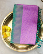 Kanchipuram Lavender & Green Geometric Pure Soft Silk Saree