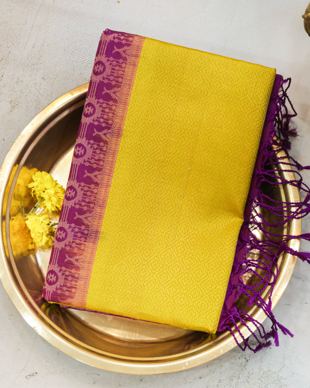 Golden Geometry Kanchipuram Soft Silk Saree