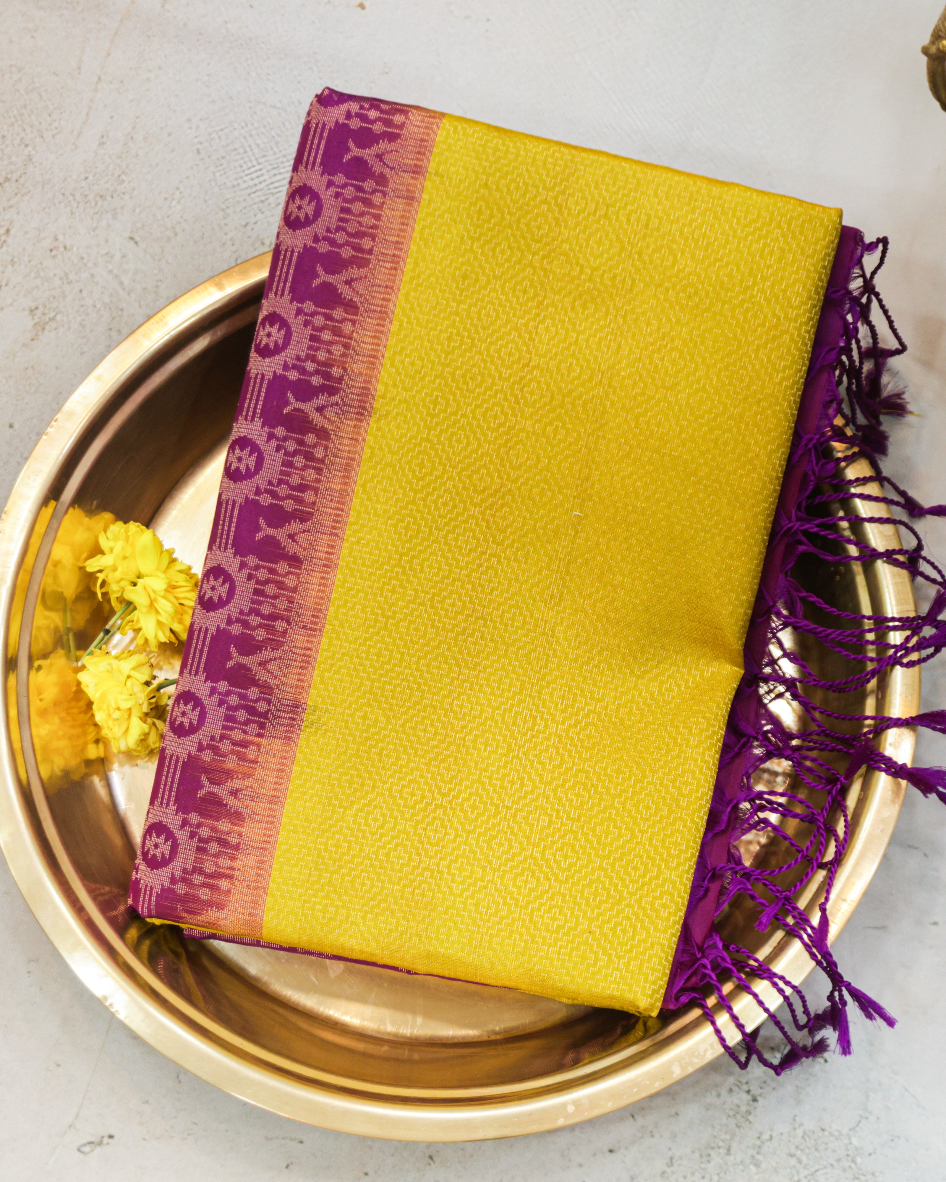 Golden Geometry Kanchipuram Soft Silk Saree