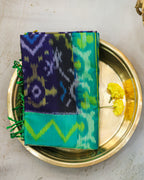 Pochampalli Pure Silk Waves Saree in Blue & Green