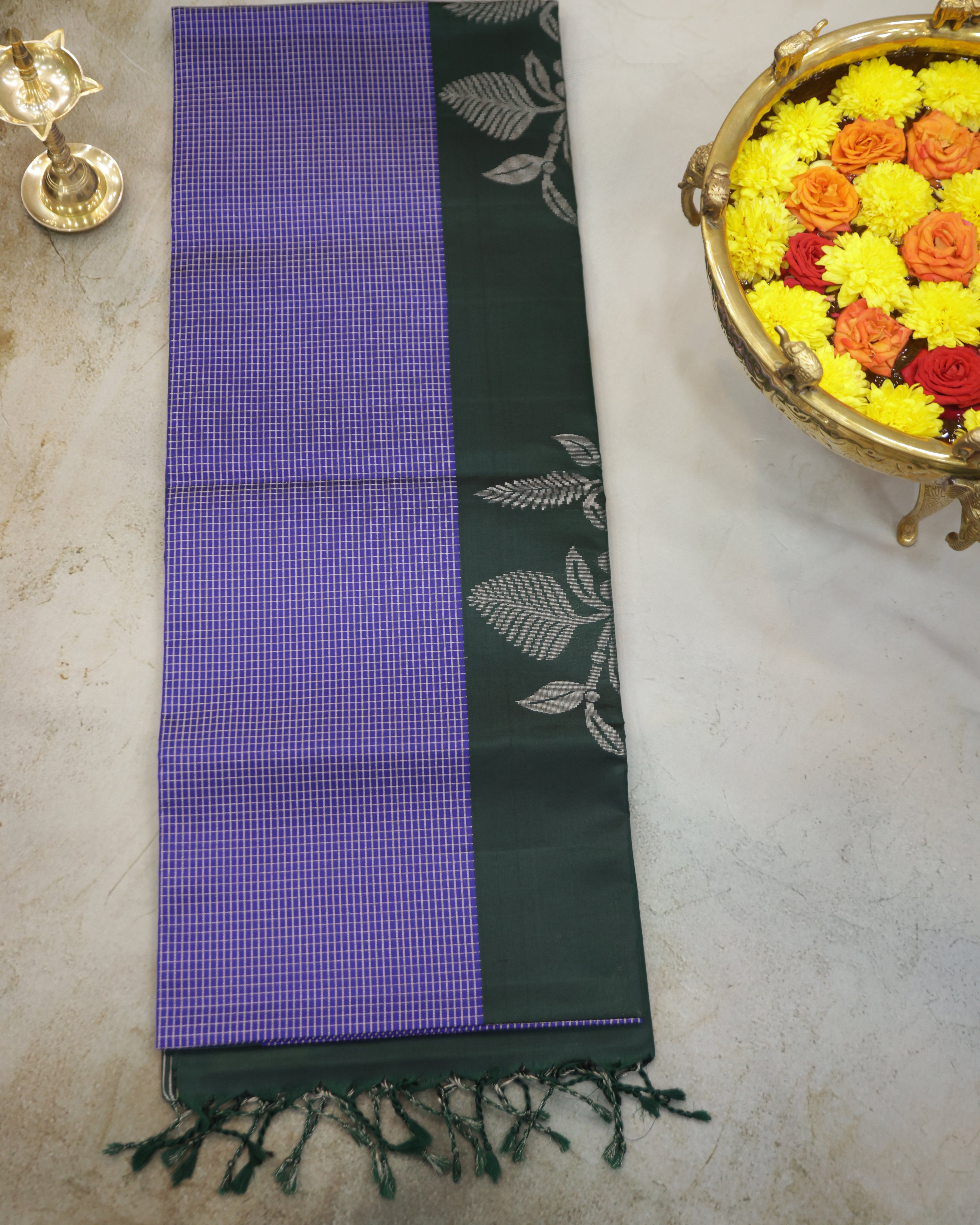 Kanchipuram Pure Soft Silk Saree with Micro Checks