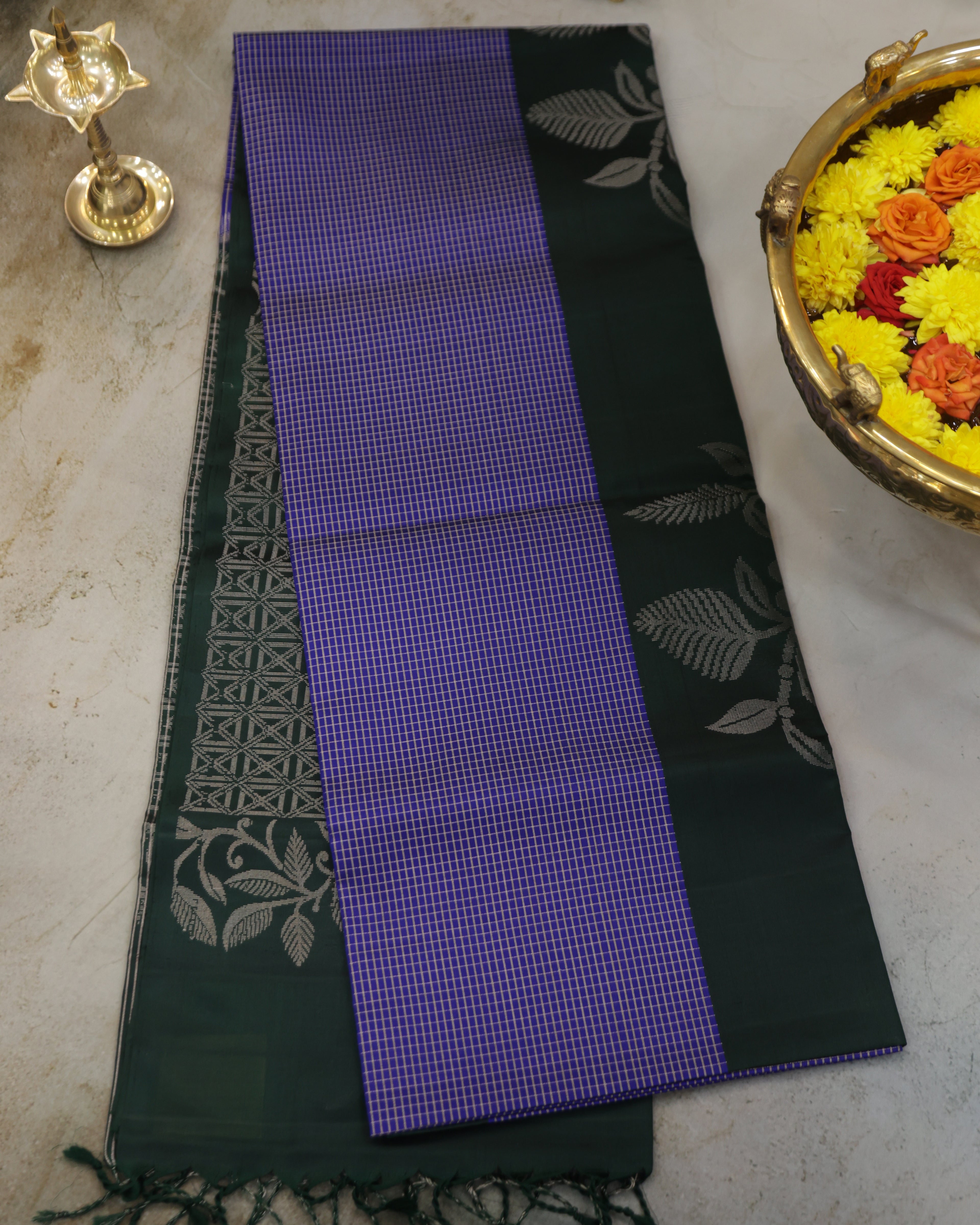 Kanchipuram Pure Soft Silk Saree with Micro Checks