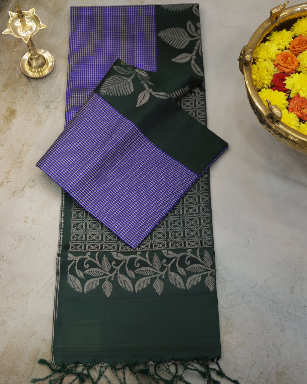 Kanchipuram Pure Soft Silk Saree with Micro Checks