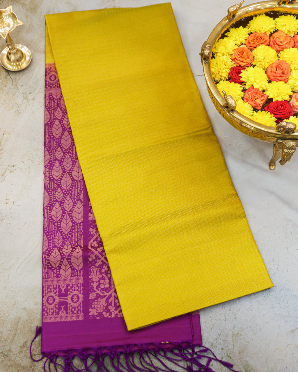 Golden Geometry Kanchipuram Soft Silk Saree