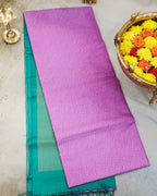 Kanchipuram Lavender & Green Geometric Pure Soft Silk Saree