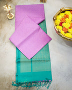 Kanchipuram Lavender & Green Geometric Pure Soft Silk Saree
