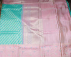 Kanchipuram Pure Silk Bridal Meenakari Border Saree – Sea Green & Baby Pink