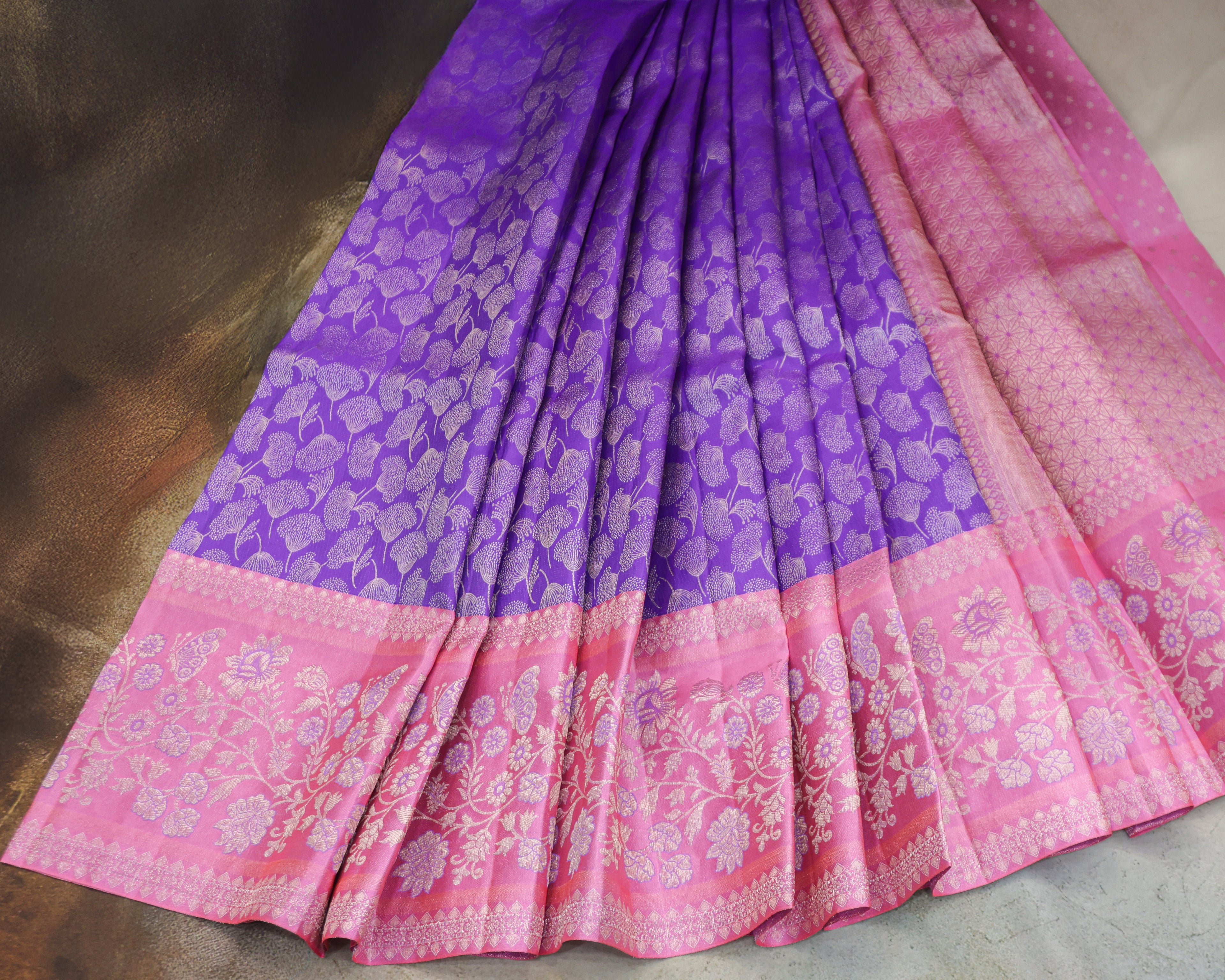 Kanchipuram Pure Silk Bridal Meena Kari Border Saree