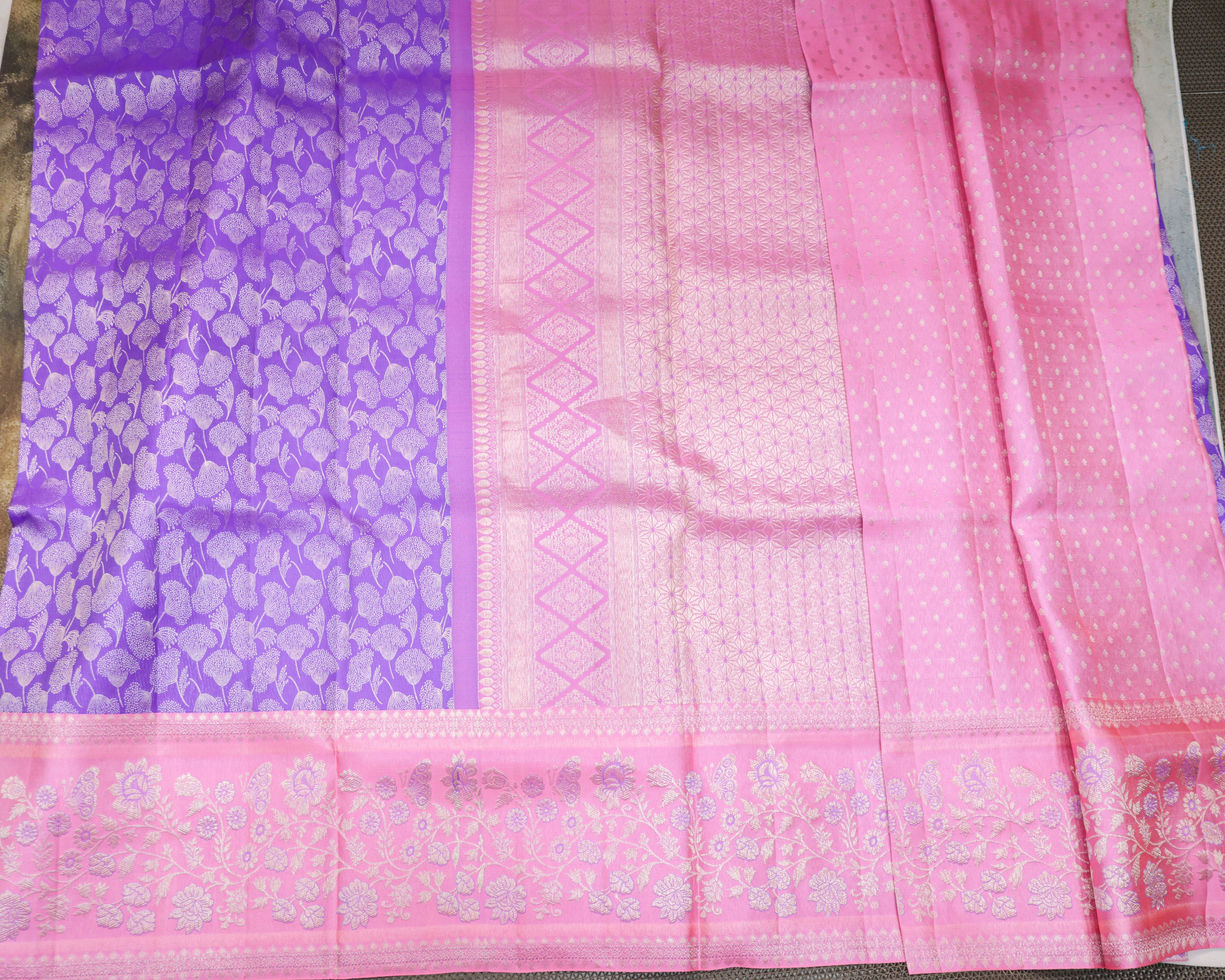 Kanchipuram Pure Silk Bridal Meena Kari Border Saree