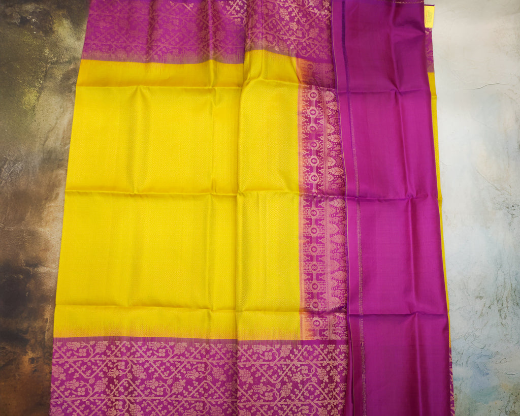 Golden Geometry Kanchipuram Soft Silk Saree
