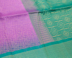 Kanchipuram Lavender & Green Geometric Pure Soft Silk Saree