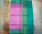 Kanchipuram Lavender & Green Geometric Pure Soft Silk Saree