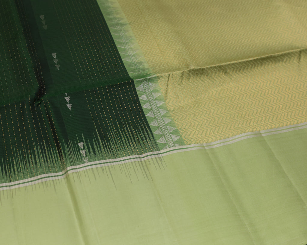 Kanchipuram Bottle Green & Pista Green Soft Silk Saree