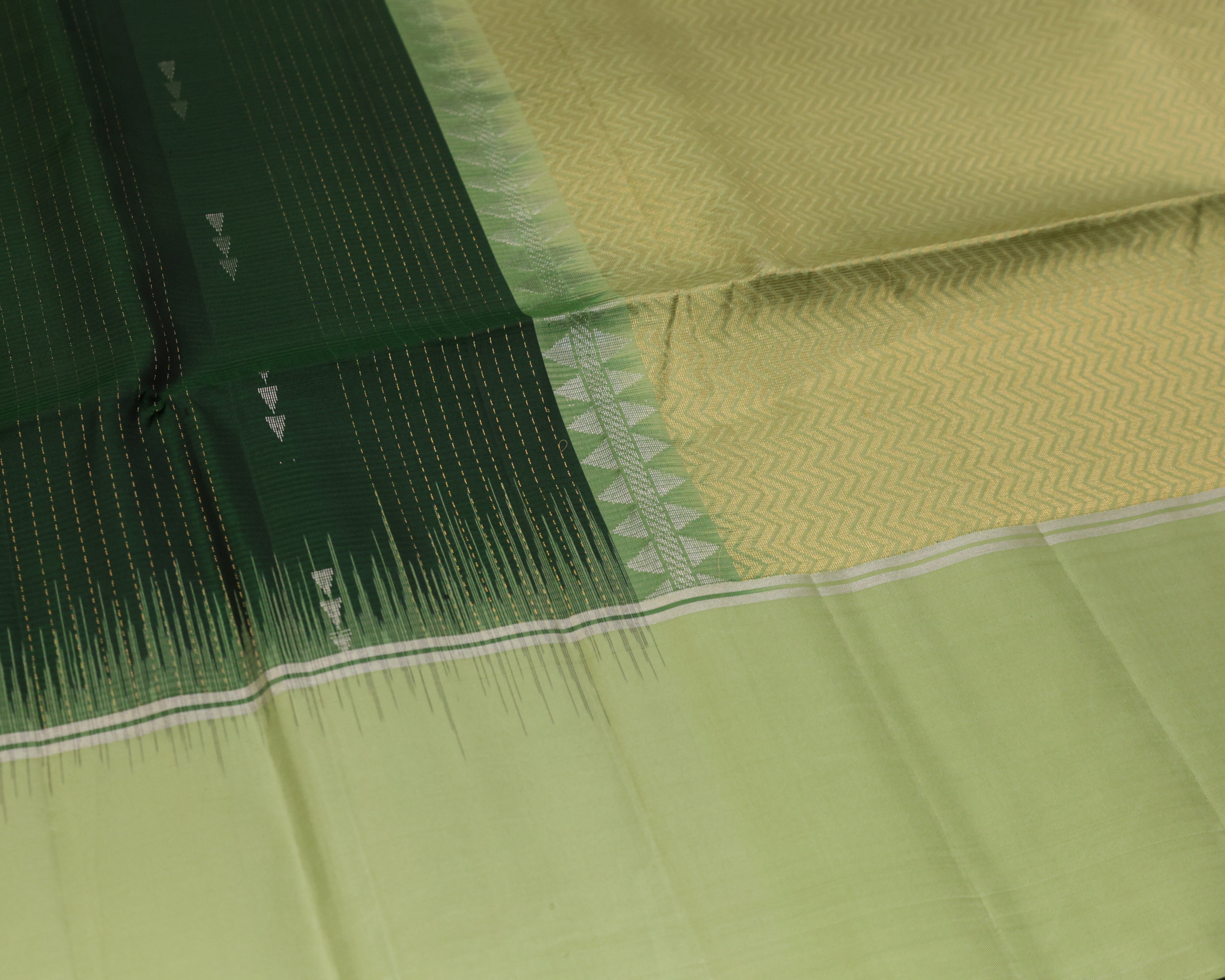 Kanchipuram Bottle Green & Pista Green Soft Silk Saree