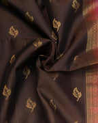 Coffee Brown Kanchipuram Soft Silk Saree with Onion Pink Border